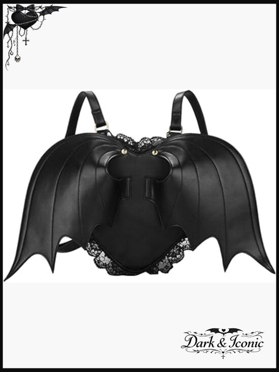 Bat Wings Gothic Backpack Daypack Lace Lolita Bag Faux Leather main image 4